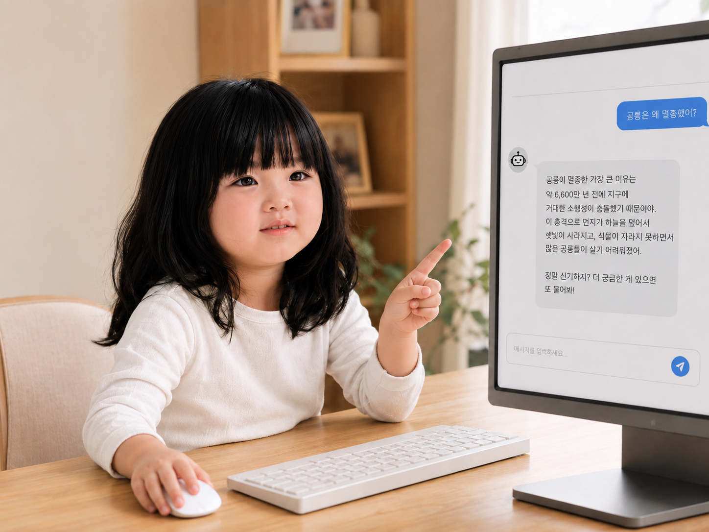 아이가 AI에게 질문하는 모습