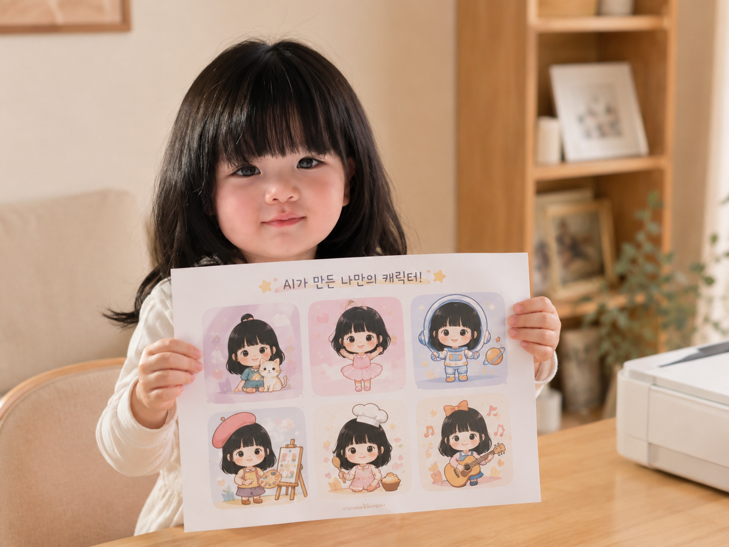 AI로 만든 결과물을 든 모습